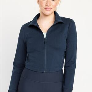 OLD NAVY Dynamic Fleece Crop Zip Jacket Dusk Navy Small Tall